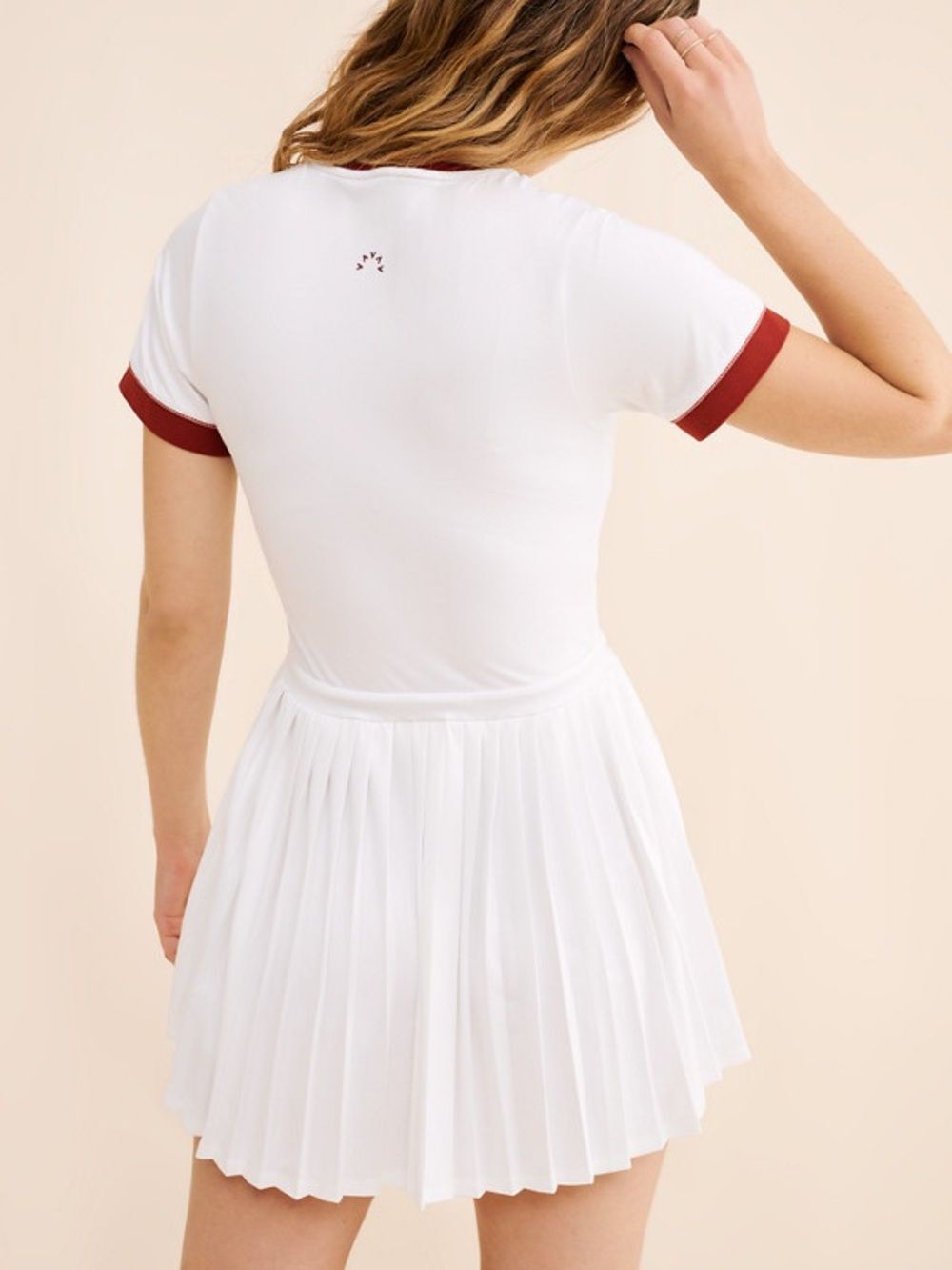 NWT Varley Trent Court Dress 30” Size Small WhitE Burnt Henna Tennis Pleated - Picture 4 of 10